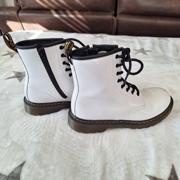 Dr. Martens 1460 Y Combat Boots Unisex Kids White Side Zip Size M5/6L - Picture 7 of 13